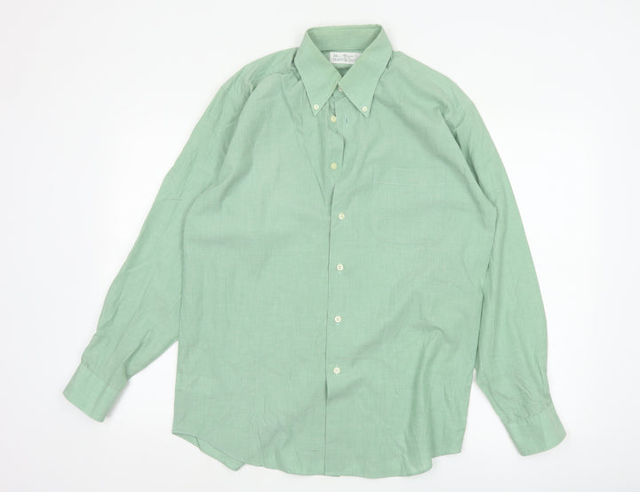 Marks and Spencer Men’s Green Button-Up Long Sleeve Classic Fit Shirt Size 15 38cm