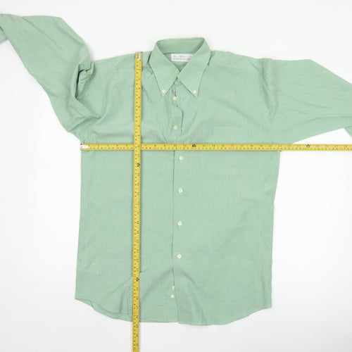Marks and Spencer Men’s Green Button-Up Long Sleeve Classic Fit Shirt Size 15 38cm