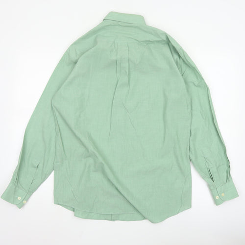Marks and Spencer Men’s Green Button-Up Long Sleeve Classic Fit Shirt Size 15 38cm