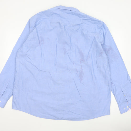 Cotton Traders Men's Blue Long Sleeve Button-Up Shirt Size 19 Regular Fit