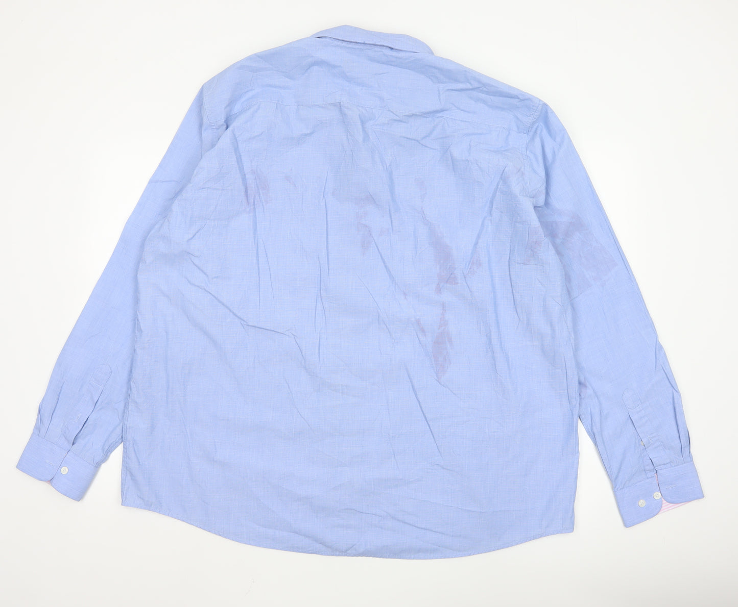Cotton Traders Men's Blue Long Sleeve Button-Up Shirt Size 19 Regular Fit