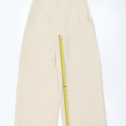 Zara Womens Beige Wide-Leg High Rise Tailored Trousers XS