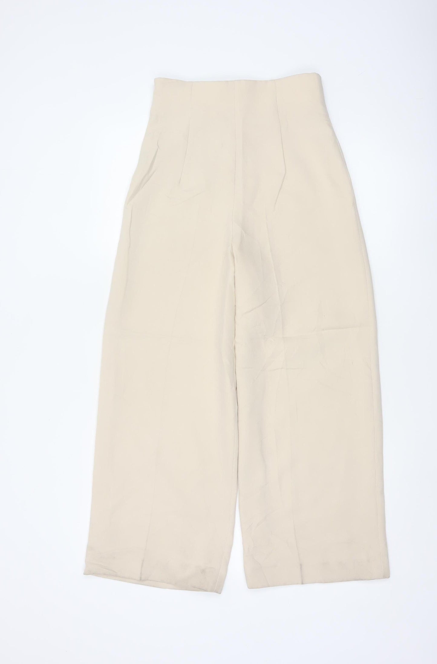 Zara Womens Beige Wide-Leg High Rise Tailored Trousers XS
