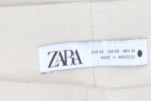 Zara Womens Beige Wide-Leg High Rise Tailored Trousers XS