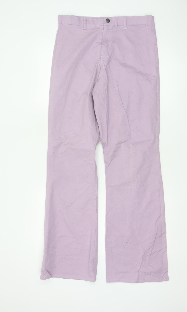 Motel Women's Lilac Wide-Leg Trousers Cotton Blend Size M