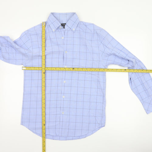 Next Men's Blue Check Long Sleeve Button-Down Shirt Size S