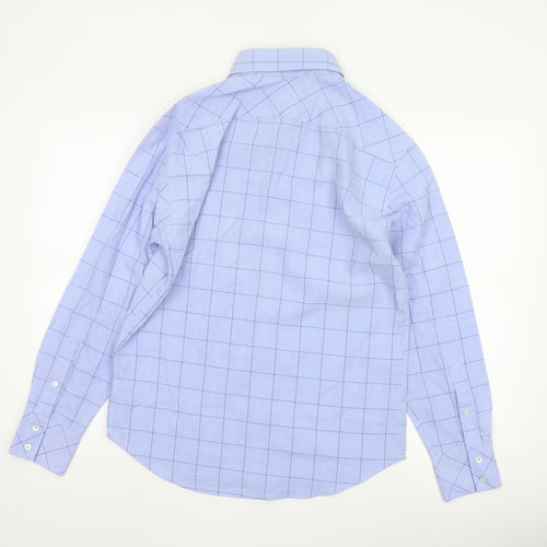 Next Men's Blue Check Long Sleeve Button-Down Shirt Size S