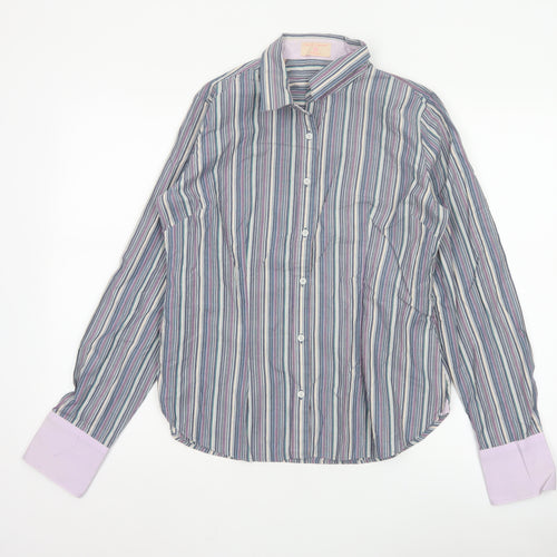 Haines & Bonner Women’s Multicoloured Striped Cotton Button-Up Shirt Size 12