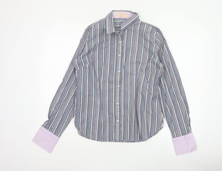 Haines & Bonner Women’s Multicoloured Striped Cotton Button-Up Shirt Size 12