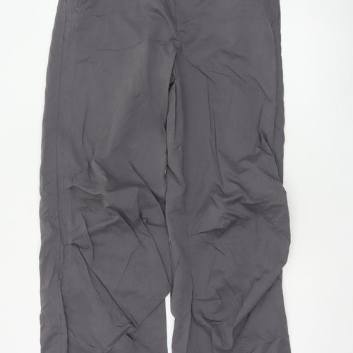 Zara Women Grey Wide-Leg Trousers L Polyester Blend Casual
