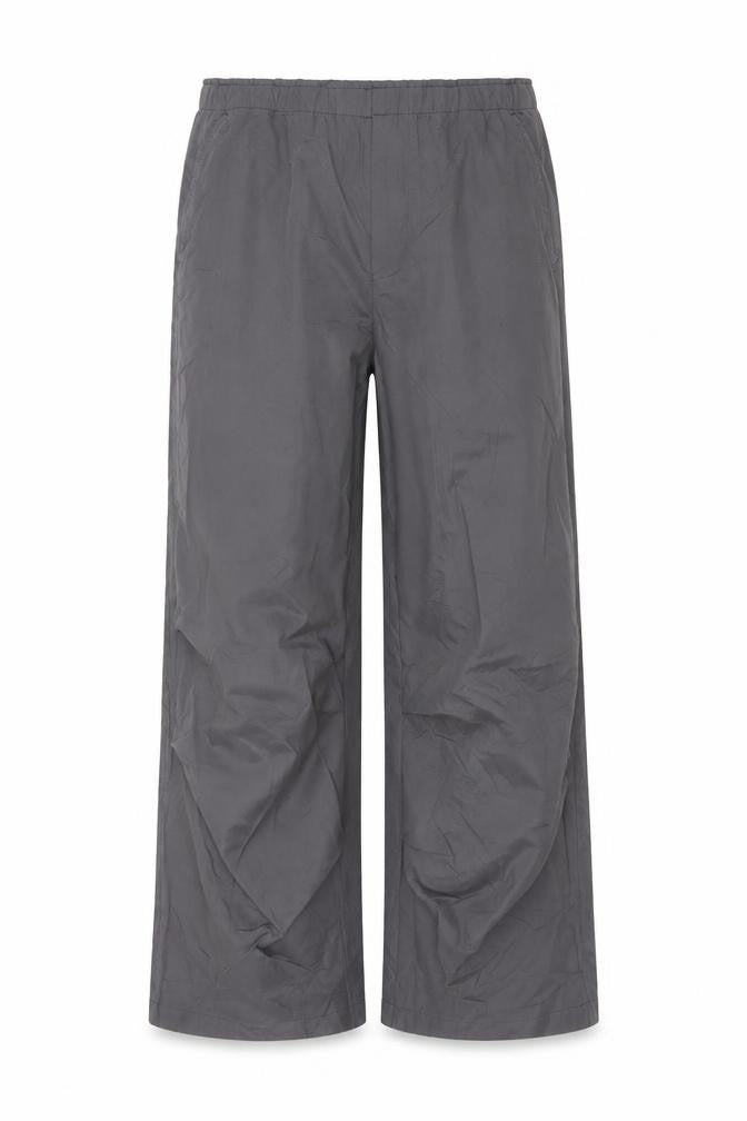 Front view of Zara Women Grey Wide-Leg Trousers L Polyester Blend Casual