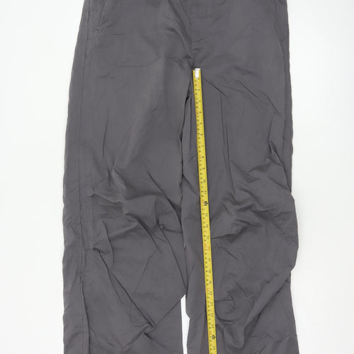 Zara Women Grey Wide-Leg Trousers L Polyester Blend Casual