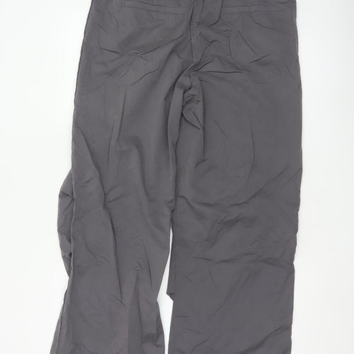 Zara Women Grey Wide-Leg Trousers L Polyester Blend Casual