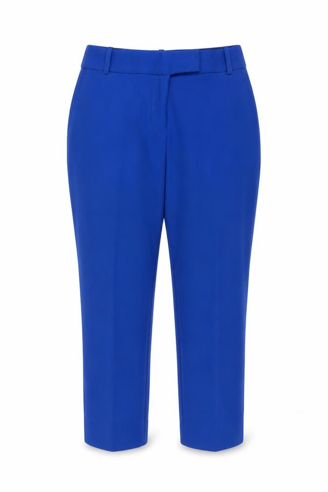 Front view of Next Women Blue Slim Fit Ankle Trousers, size 12L, Polyester Viscose Blend