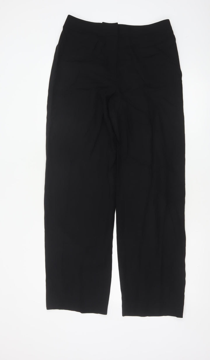 Linea Women Black Wool Wide-Leg Trousers Size 10
