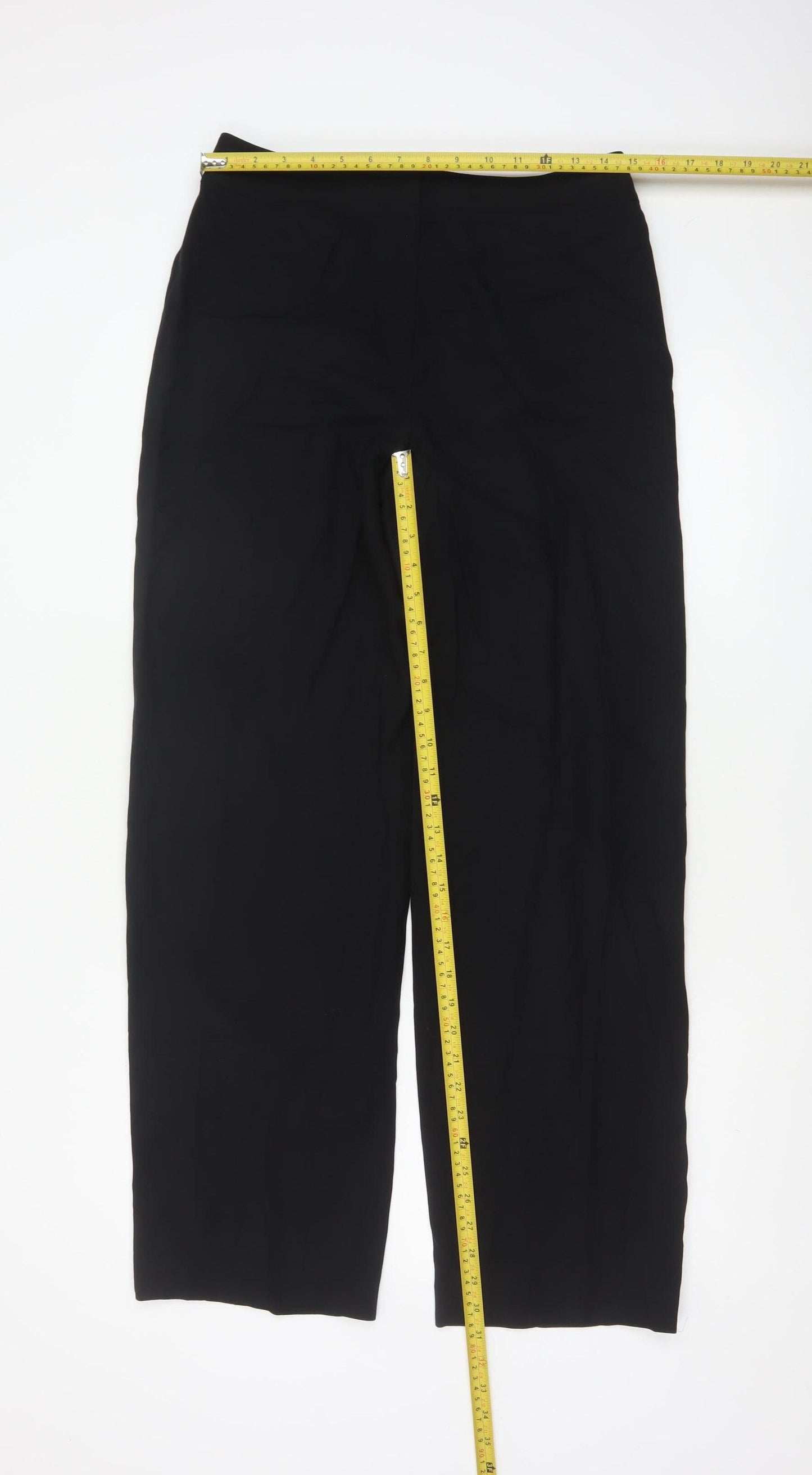Linea Women Black Wool Wide-Leg Trousers Size 10