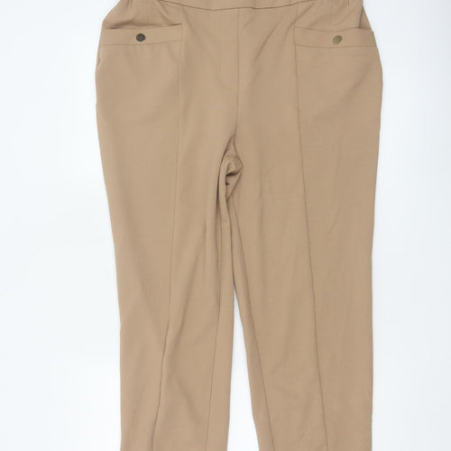 Next Womens Beige Tapered Comfort Trousers Size 14 Regular