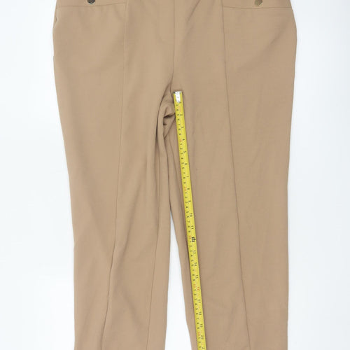 Next Womens Beige Tapered Comfort Trousers Size 14 Regular
