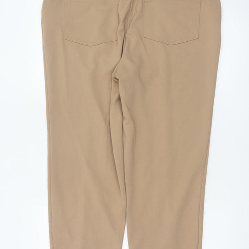 Next Womens Beige Tapered Comfort Trousers Size 14 Regular