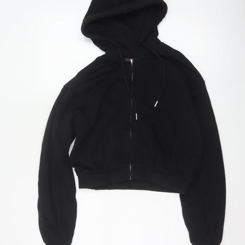 H&M Divided Women's Black Full Zip Hoodie Size 8 Cotton Blend