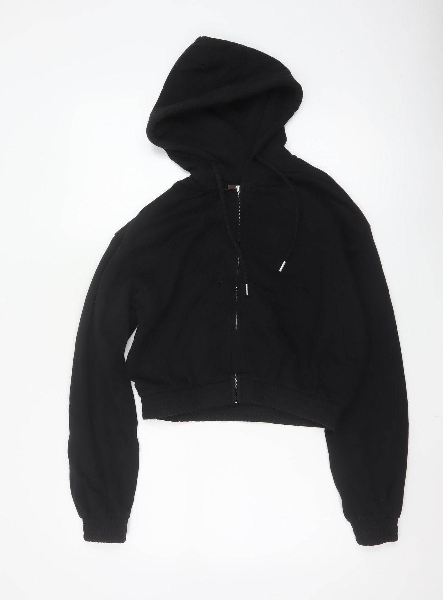 H&M Divided Women's Black Full Zip Hoodie Size 8 Cotton Blend