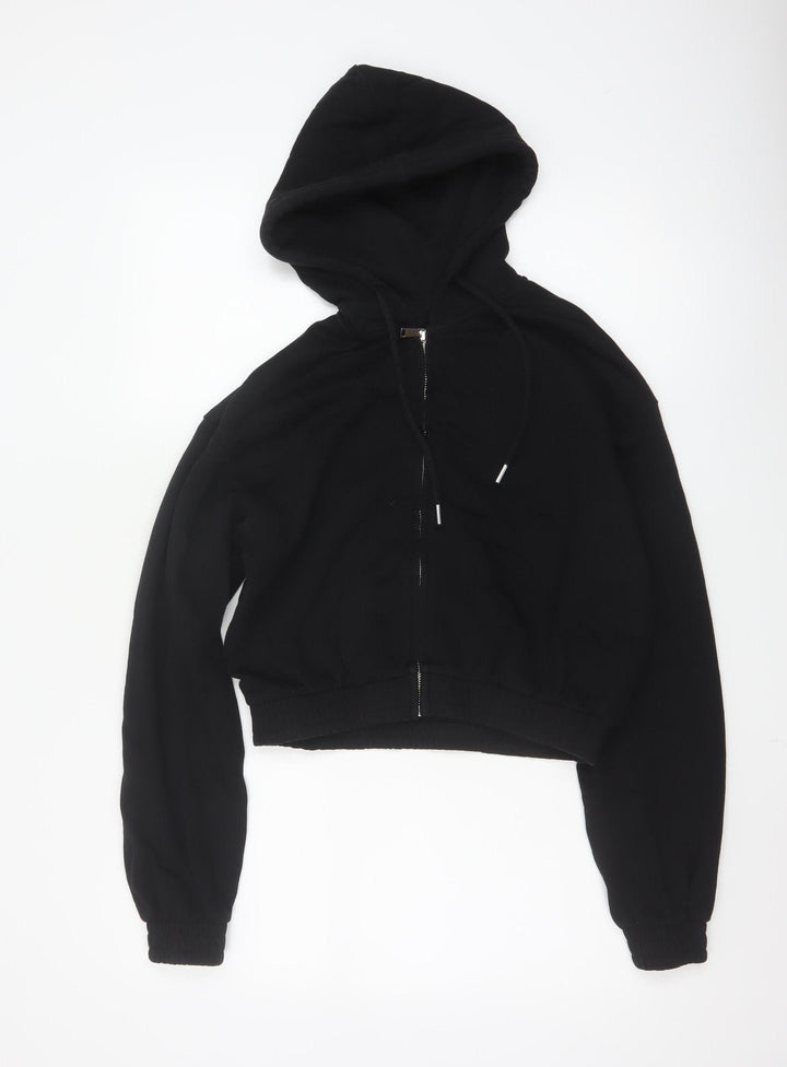 H&M Divided Women's Black Full Zip Hoodie Size 8 Cotton Blend
