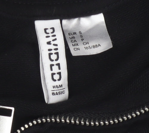 H&M Divided Women's Black Full Zip Hoodie Size 8 Cotton Blend