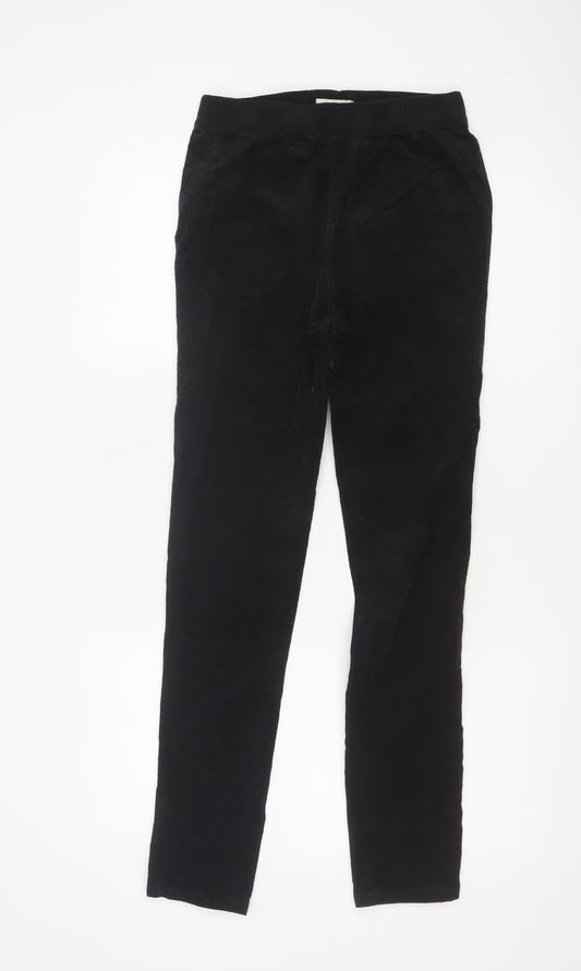 White Stuff Womens Black Corduroy Trousers Size 8 Regular Fit