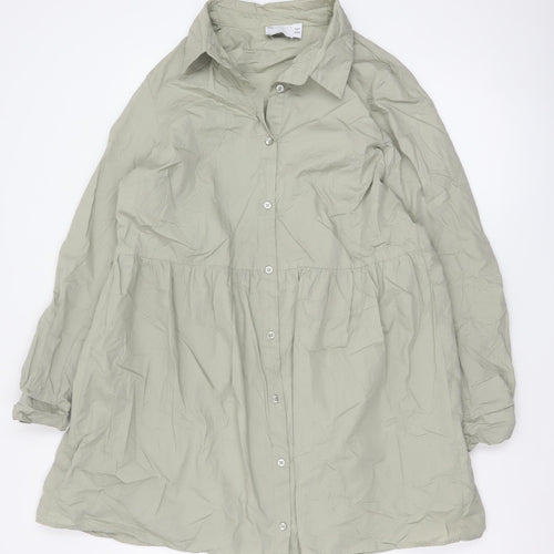ASOS Women Beige Cotton Shirt Dress Size 12 Long Sleeve Casual
