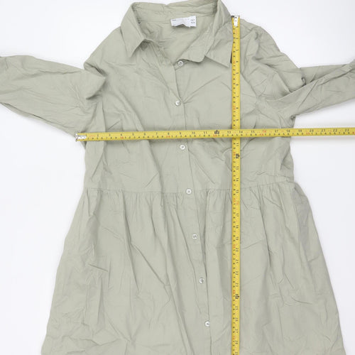 ASOS Women Beige Cotton Shirt Dress Size 12 Long Sleeve Casual