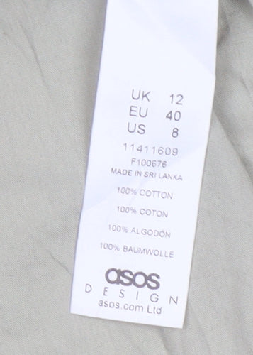 ASOS Women Beige Cotton Shirt Dress Size 12 Long Sleeve Casual