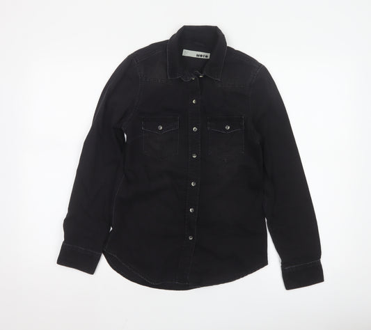 Topshop Women’s Black Denim Button-Up Long Sleeve Shirt UK 6