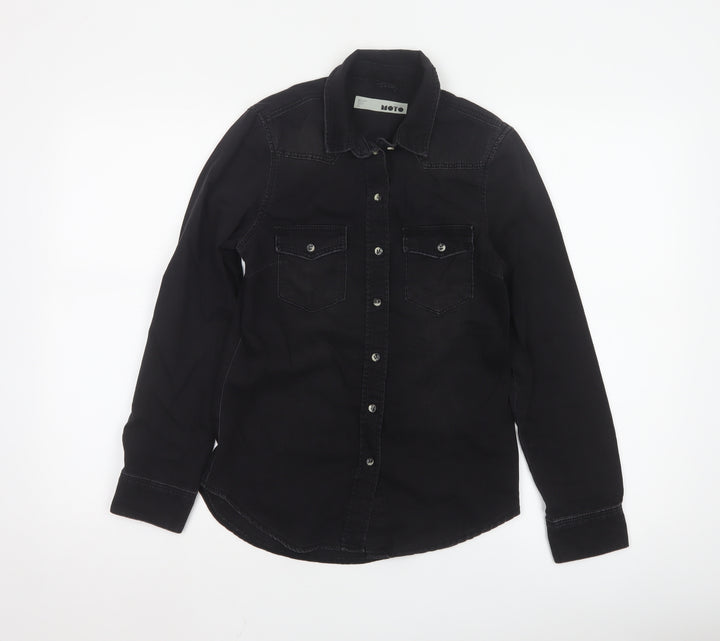 Topshop Women’s Black Denim Button-Up Long Sleeve Shirt UK 6