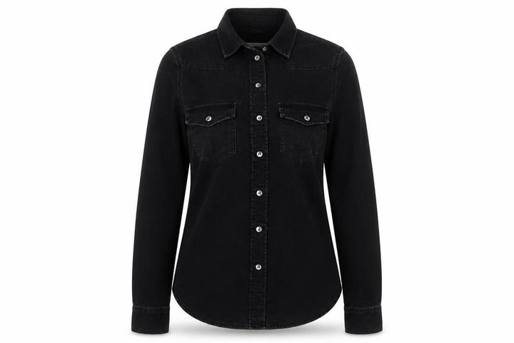 Topshop Women’s Black Denim Button-Up Long Sleeve Shirt UK 6