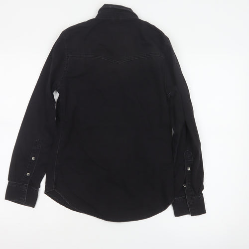 Topshop Women’s Black Denim Button-Up Long Sleeve Shirt UK 6
