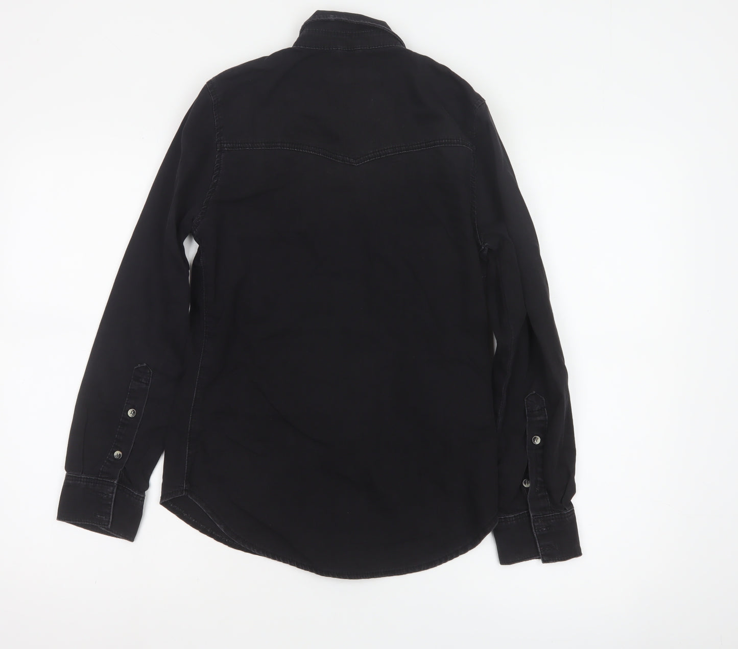Topshop Women’s Black Denim Button-Up Long Sleeve Shirt UK 6