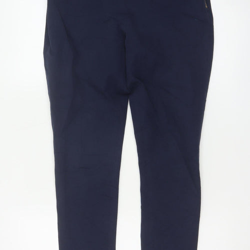 French Connection Women's Navy Blue Cotton Blend Slim Tapered Trousers Size 12
