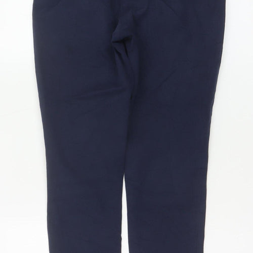 French Connection Women's Navy Blue Cotton Blend Slim Tapered Trousers Size 12