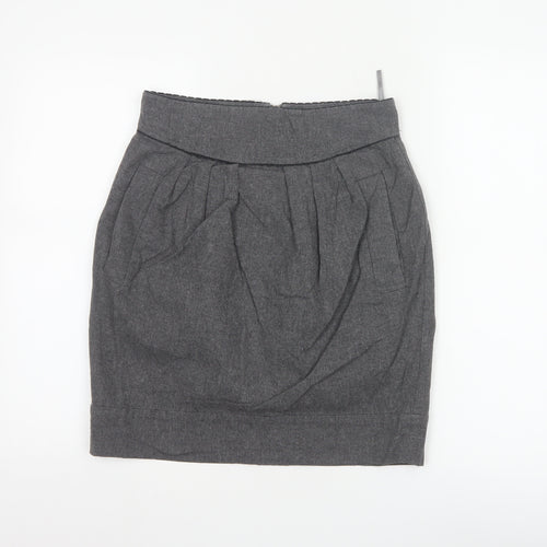 French Connection Women Grey Tulip Wool Blend Short Skirt Size 10