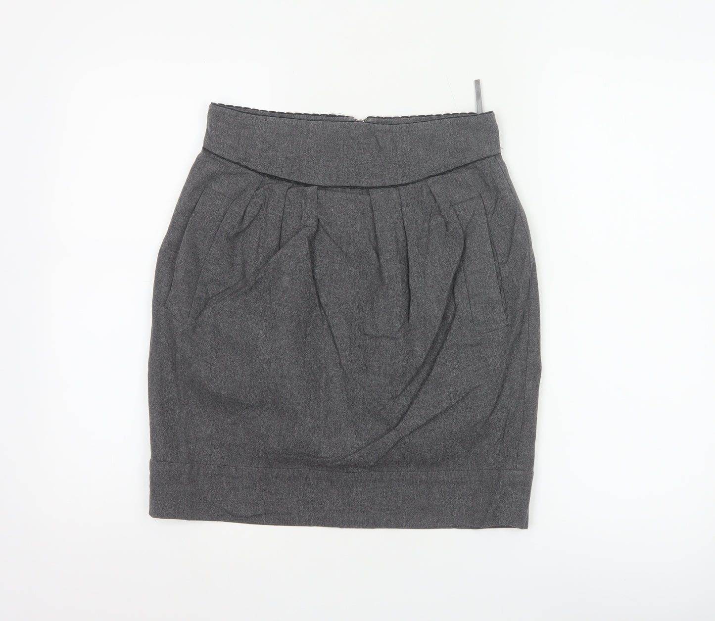 French Connection Women Grey Tulip Wool Blend Short Skirt Size 10