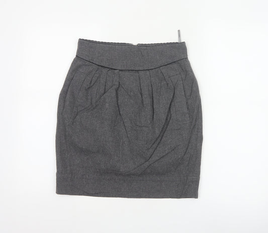 French Connection Women Grey Tulip Wool Blend Short Skirt Size 10