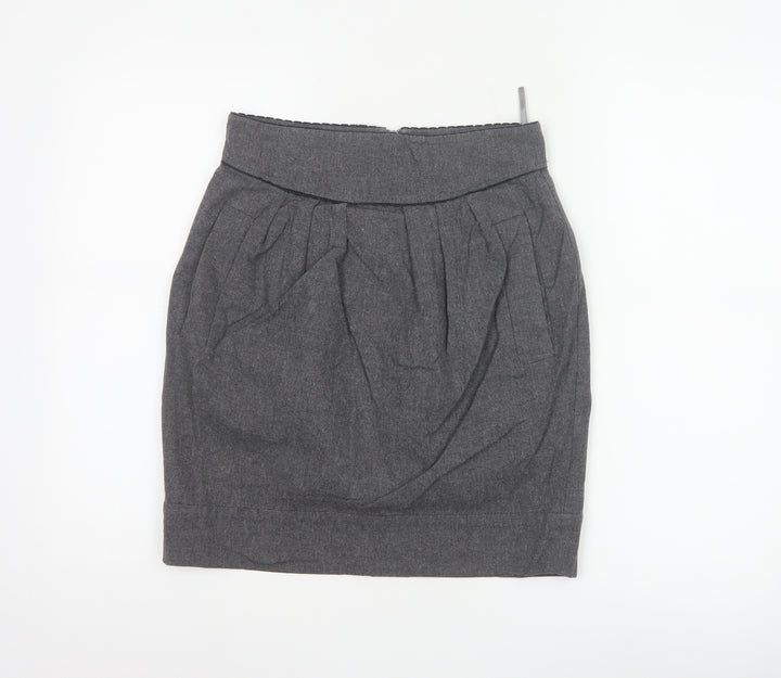 French Connection Women Grey Tulip Wool Blend Short Skirt Size 10
