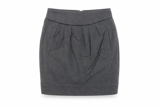 Front view of French Connection Women Grey Tulip Wool Blend Short Skirt, size 10