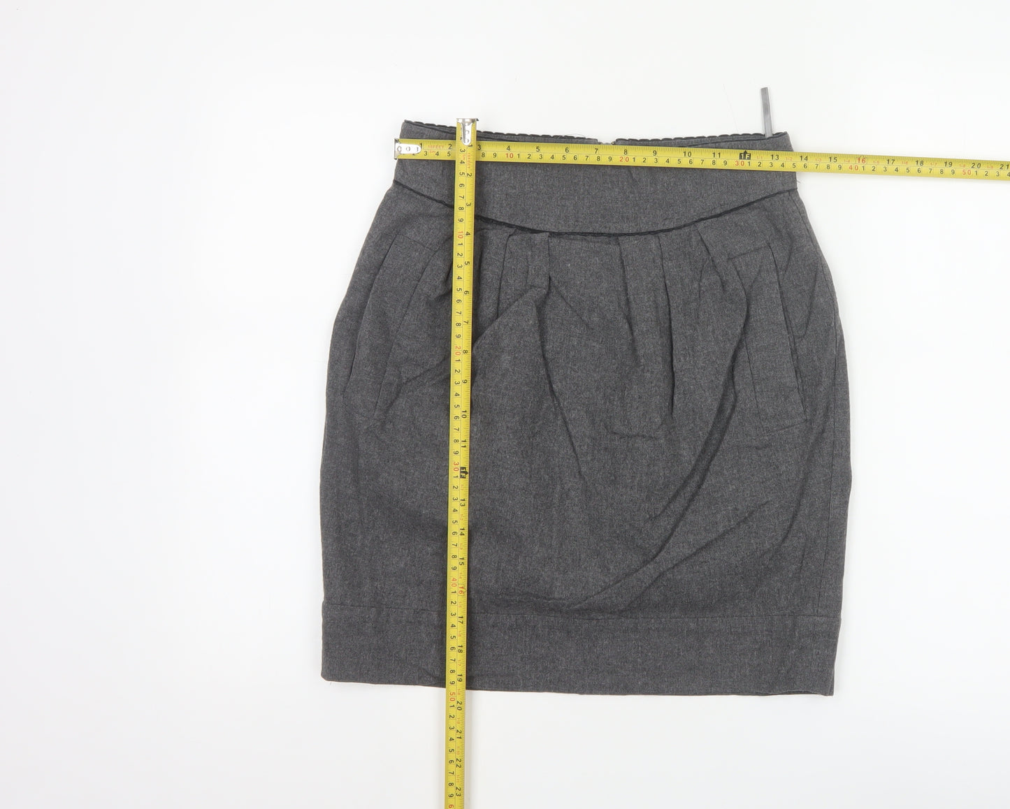 French Connection Women Grey Tulip Wool Blend Short Skirt Size 10