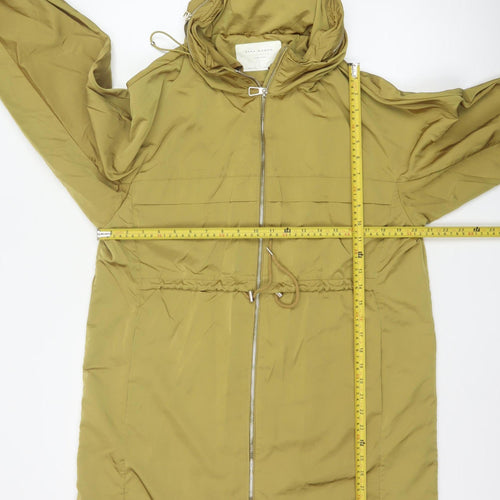 Zara Unisex Green Hooded Parka Coat Size S Zip Lined Autumn Winter