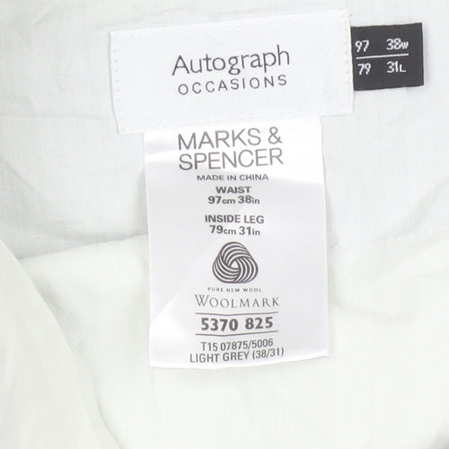 Marks and Spencer Men’s Grey Wool Dress Pants 38W 31L Regular Fit
