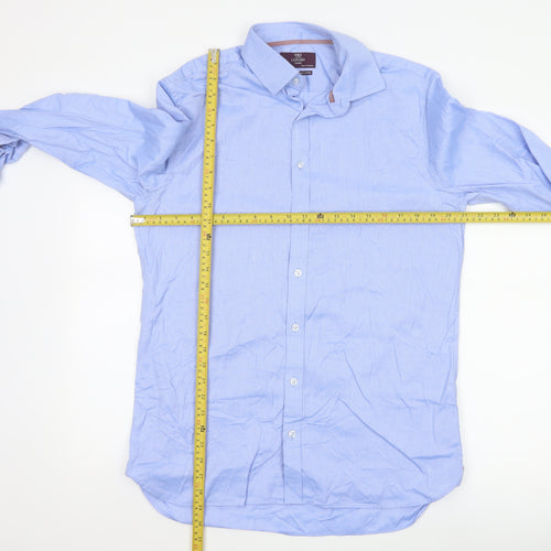 Marks and Spencer Men's Blue Tailored Fit 16in Cotton Shirt
