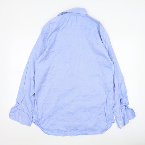 Marks and Spencer Men's Blue Tailored Fit 16in Cotton Shirt