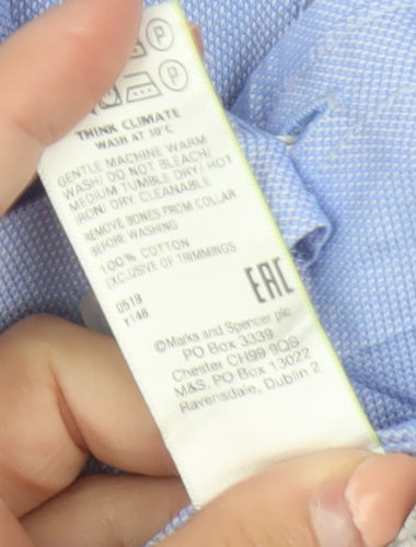 Marks and Spencer Men's Blue Tailored Fit 16in Cotton Shirt
