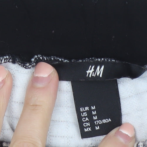 H&M Women Black & Beige Patterned Jogger Trousers Size 12